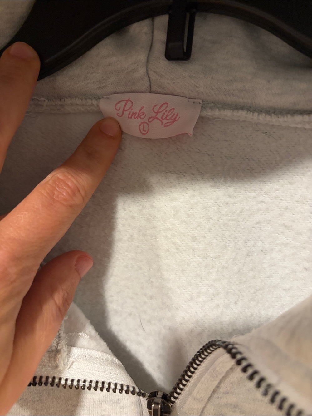 Pink Lily Light Heathered Gray Quarter Zip Hoodie - Picture 2 of 7